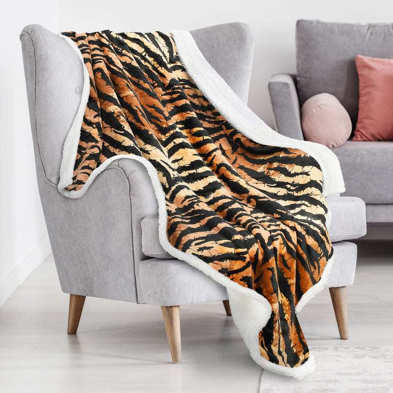 Animal Pattern Sherpa Throw Blanket