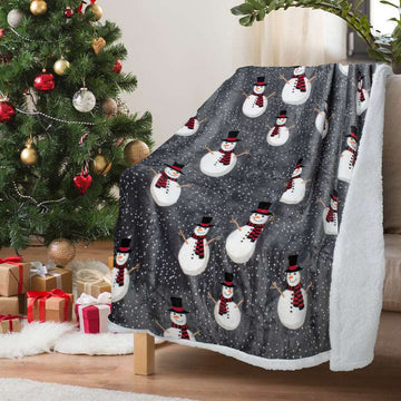 SnowMan Sherpa Throw Blanket