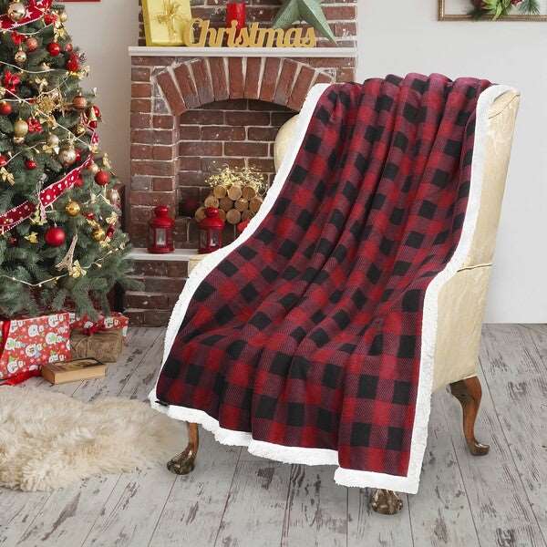 Buffalo Plaid Sherpa Throw Blanket